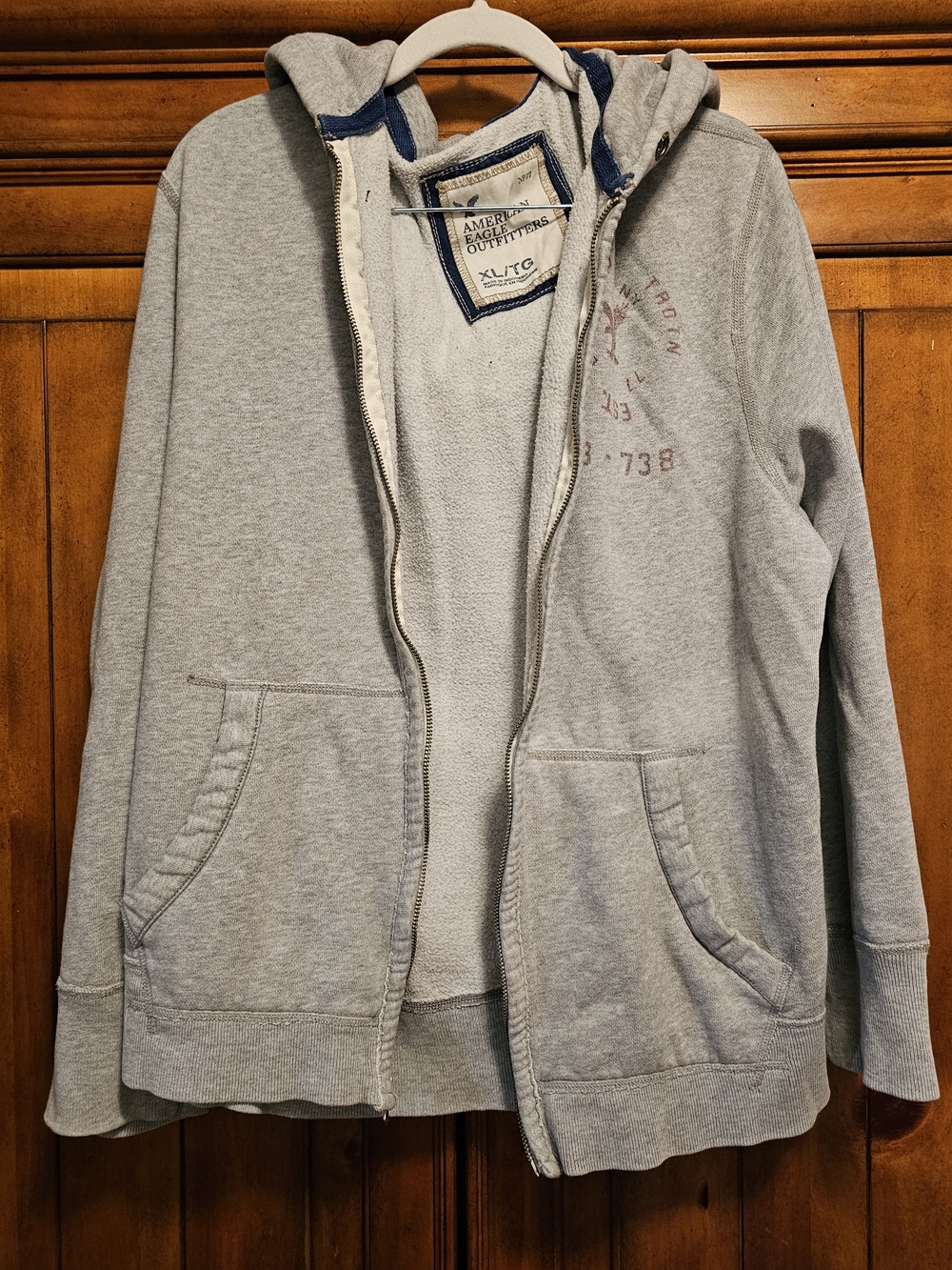 American Eagle Outfitters Light Gray Hooded Zip Sweatshirt